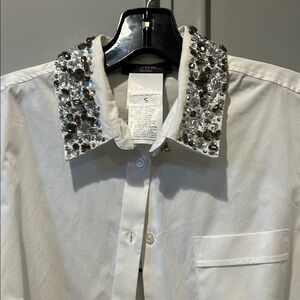 Weekend Max Mara White Blouse with Embellished Collar